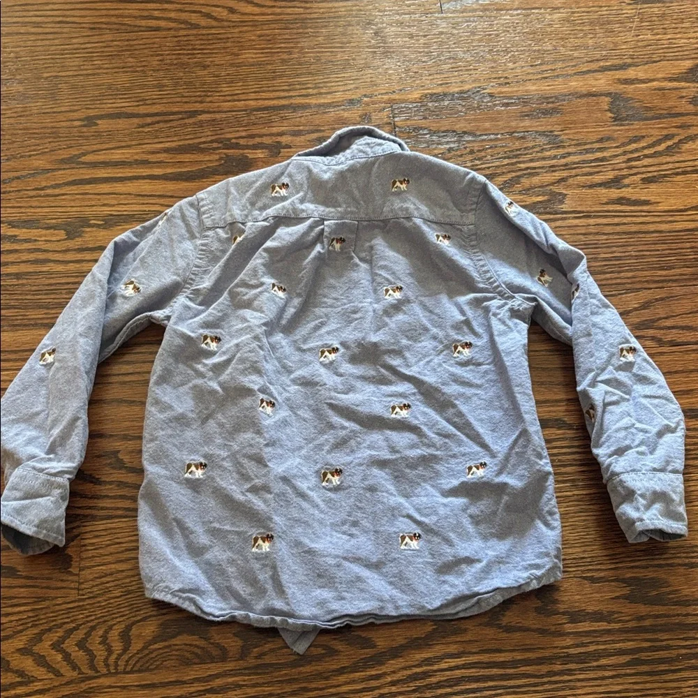Janie and Jack Embroidered Bulldog Oxford Shirt, Size 4